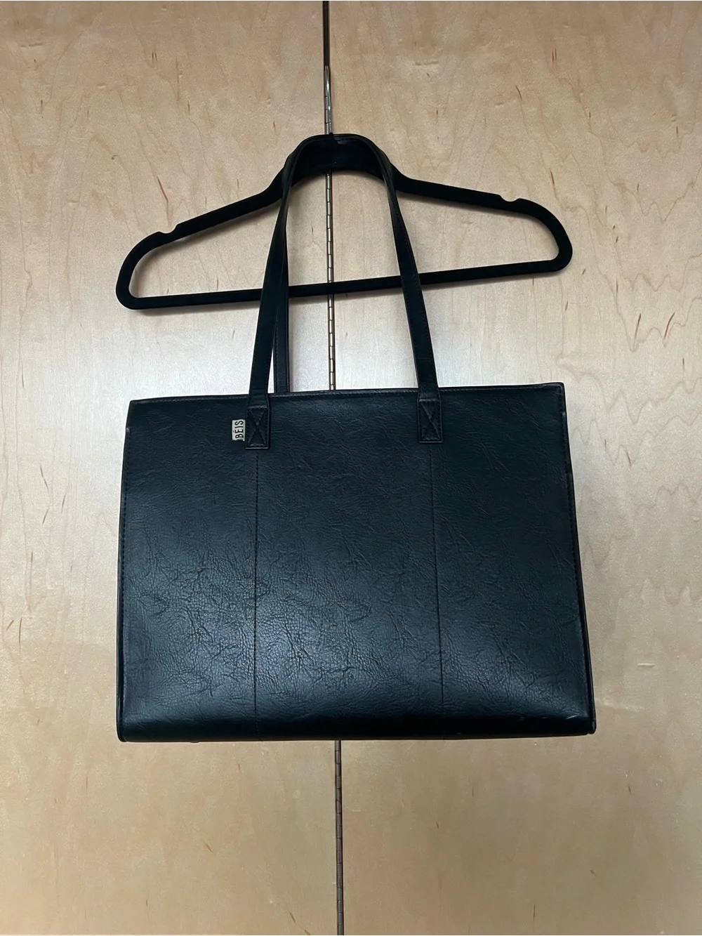 BEIS Black Structured Leather-Look Tote